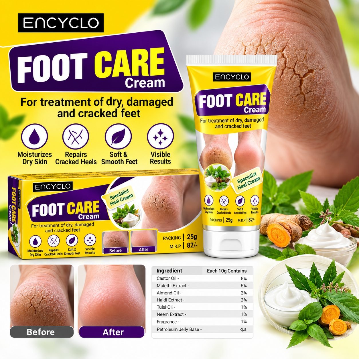 Encyclo Foot Care Cream 25g — ಒಡೆದ ಹಿಮ್ಮಡಿಗೆ